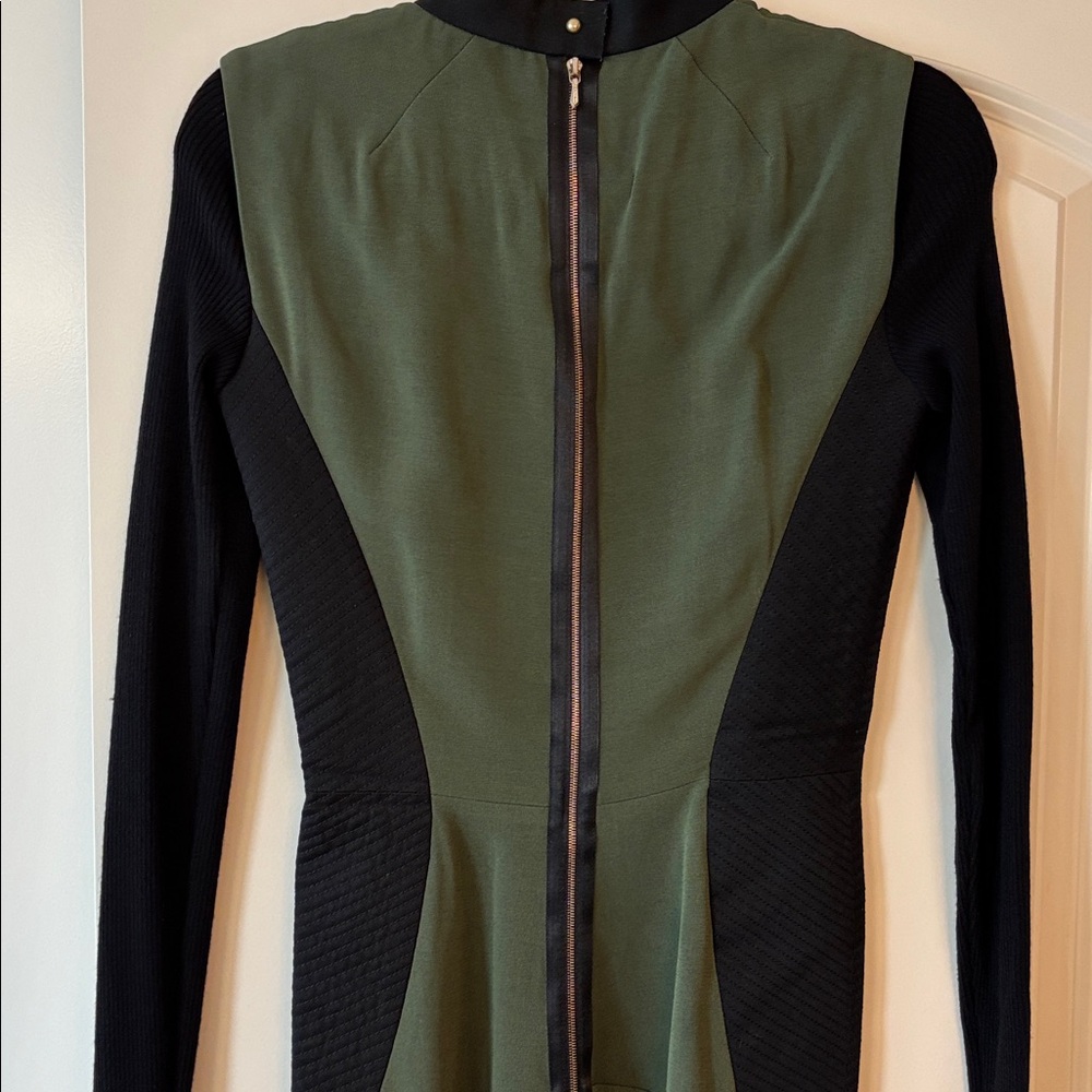Victoria Beckham Chic Olive and Black Long Sleeve Dress - Picture 5 of 8